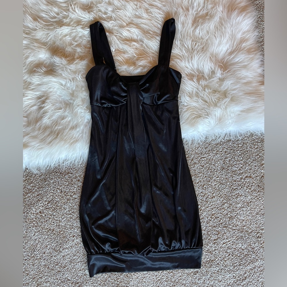 B. Smart Black Satin Mini Dress